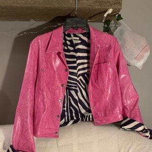 Leather hot pink jacket